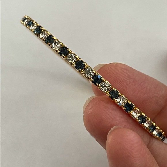 Sapphire blue & white rhinestone gold bracelet - Picture 5 of 7